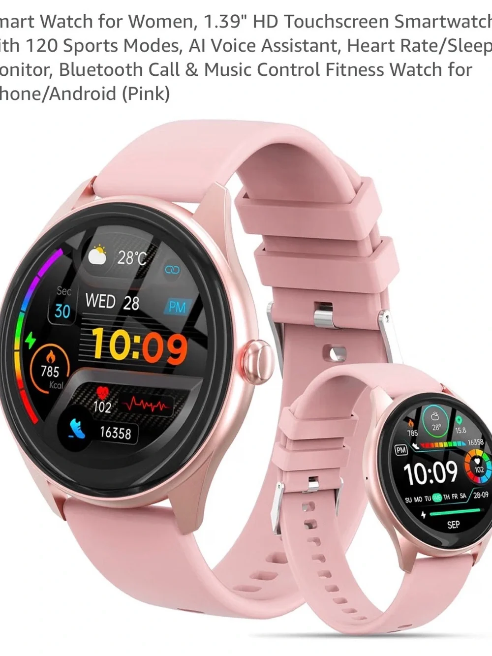 Pink Smartwatch for Women - 1.39
